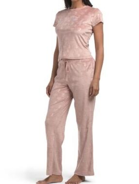 Juicy Couture Blush Pink Short Sleeve Lounge Set L New